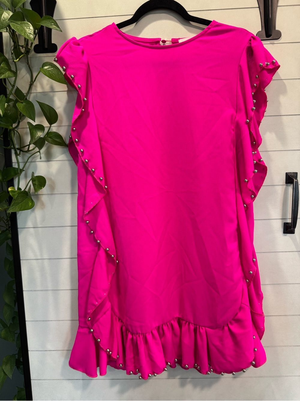 Bright Pink Ruffle Mini Dress